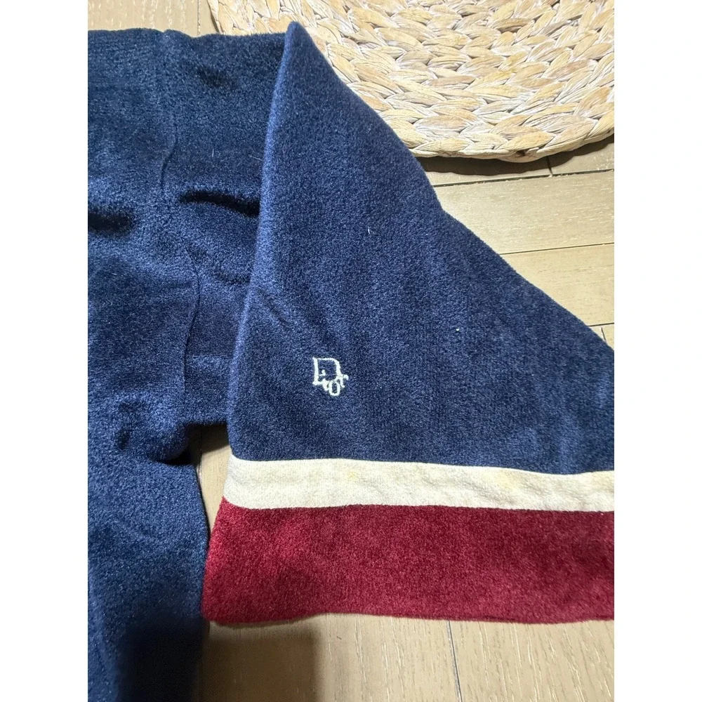 Vintage Christian Dior Robe Mens One Size Navy‎ Blue Velour Monsieur Loungewear